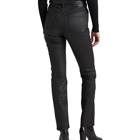 LAUREN Ralph Lauren Coated High-Rise Straight Ankle Jeans (Black Feather) - Picture 2 of 3